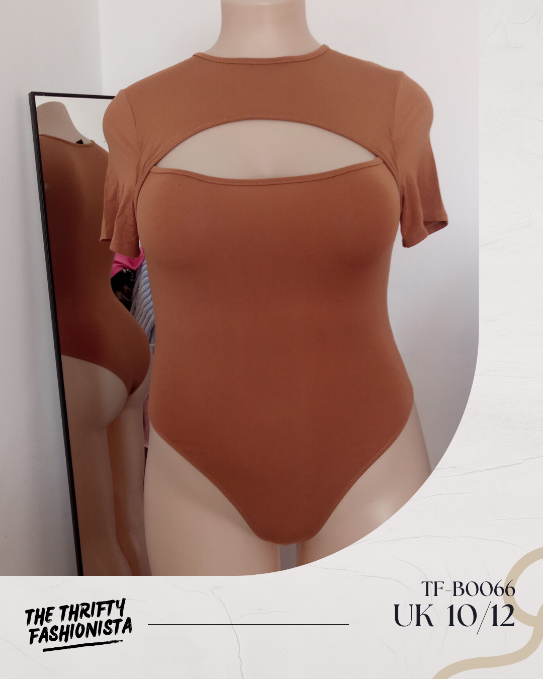 Classic Brown Chest Cut-Out Short Sleeve Bodysuit_0