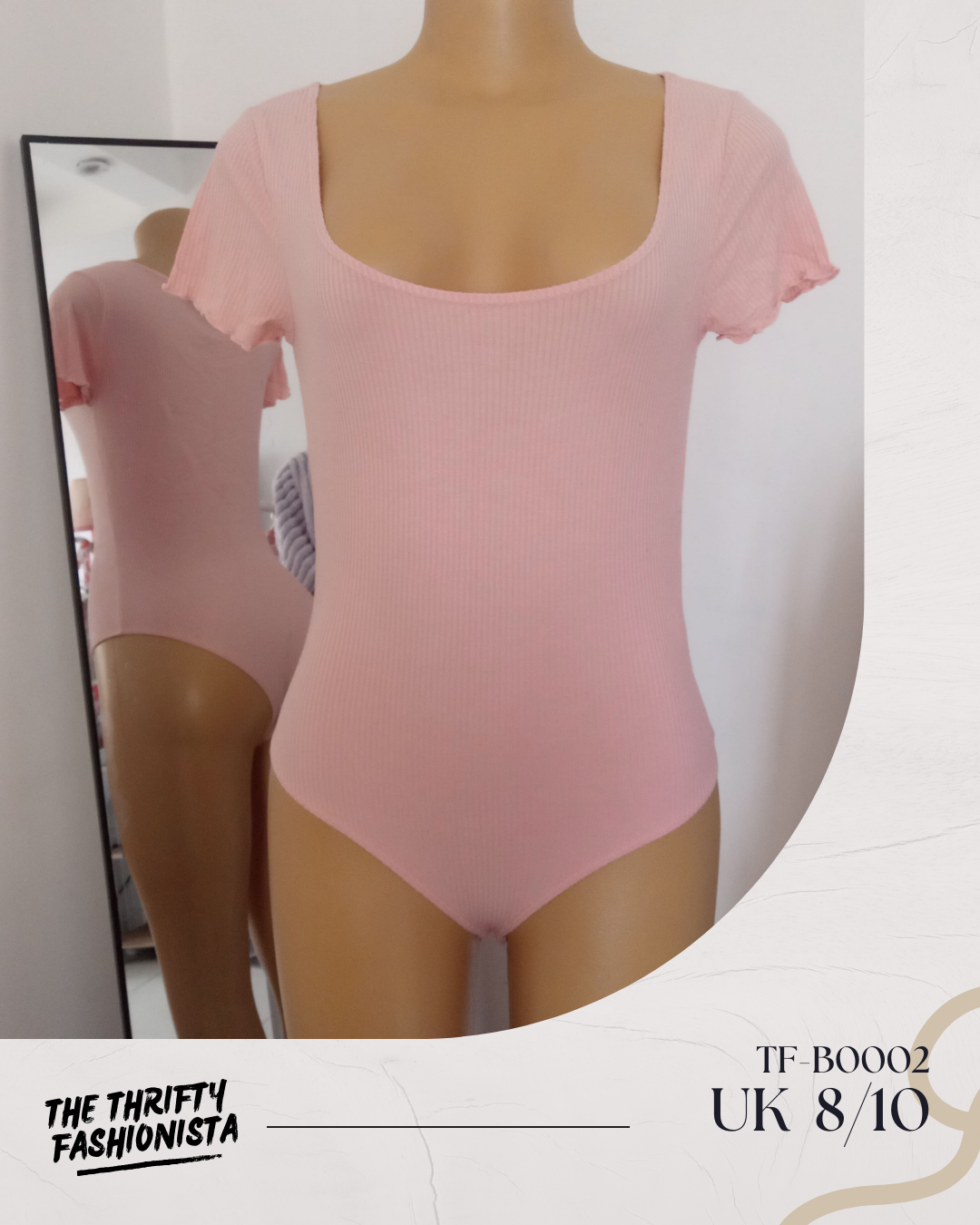 Light Pink Square-Neck Frill Short-Sleeved Bodysuit_0