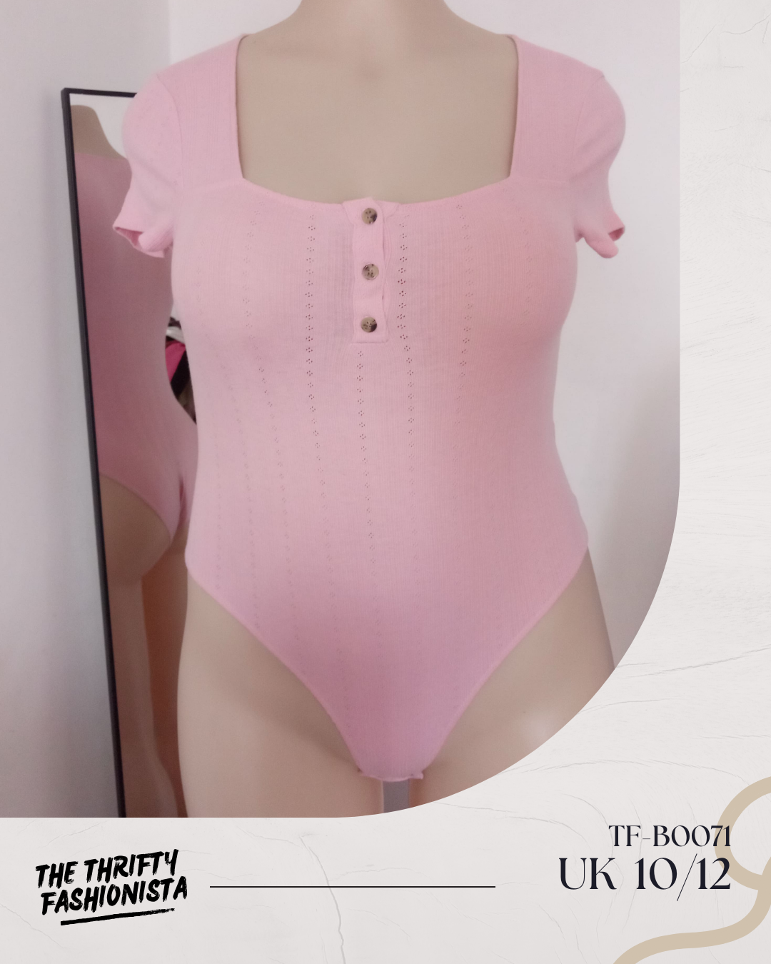 Blush Pink Square Neckline Short Sleeve Bodysuit_0