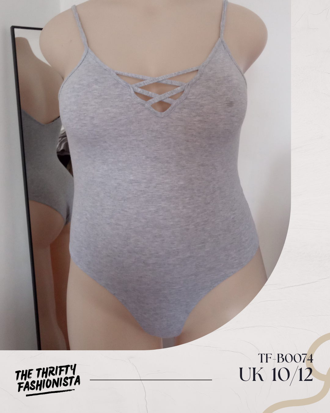 Light Grey Low Back  Strappy sleeveless Bodysuit_0