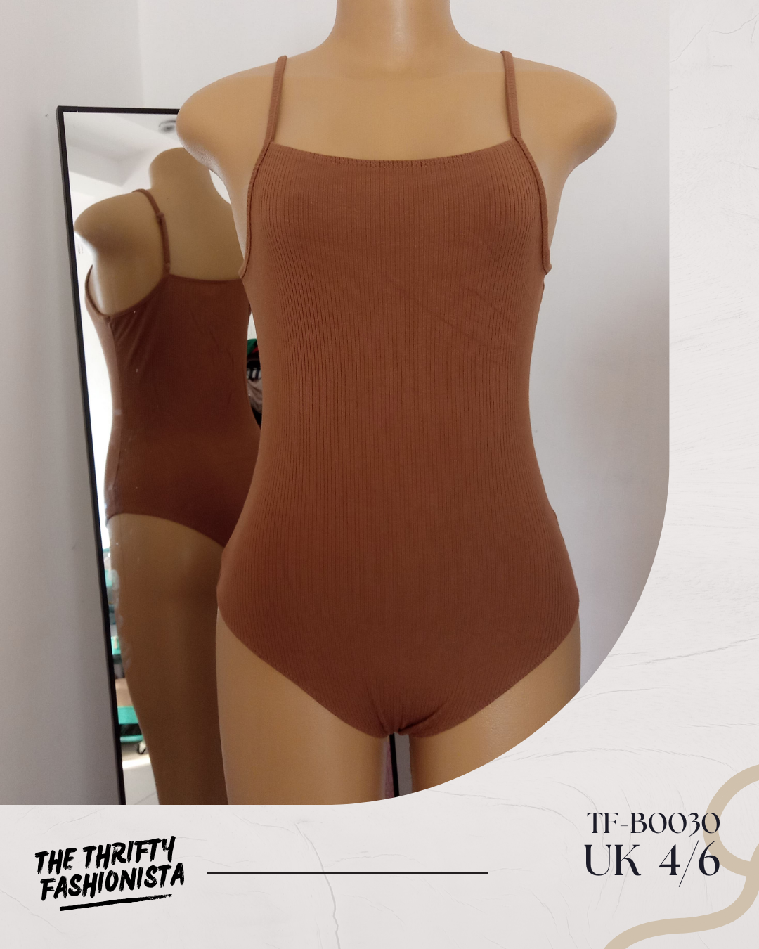 Classic Brown Straight Neckline Strappy Sleeveless Bodysuit_0