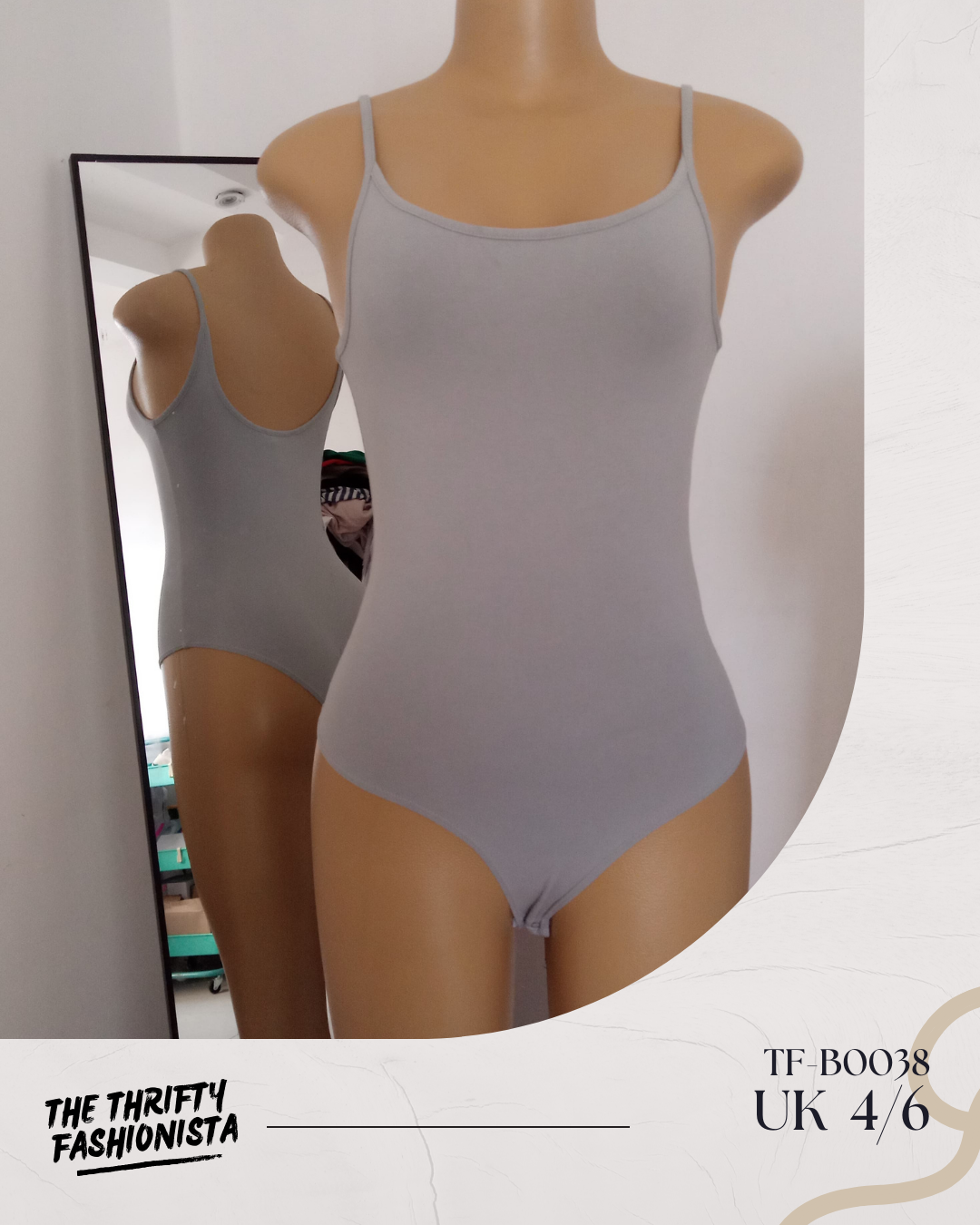 Light Grey Low Back Strappy Sleeveless Bodysuit_0