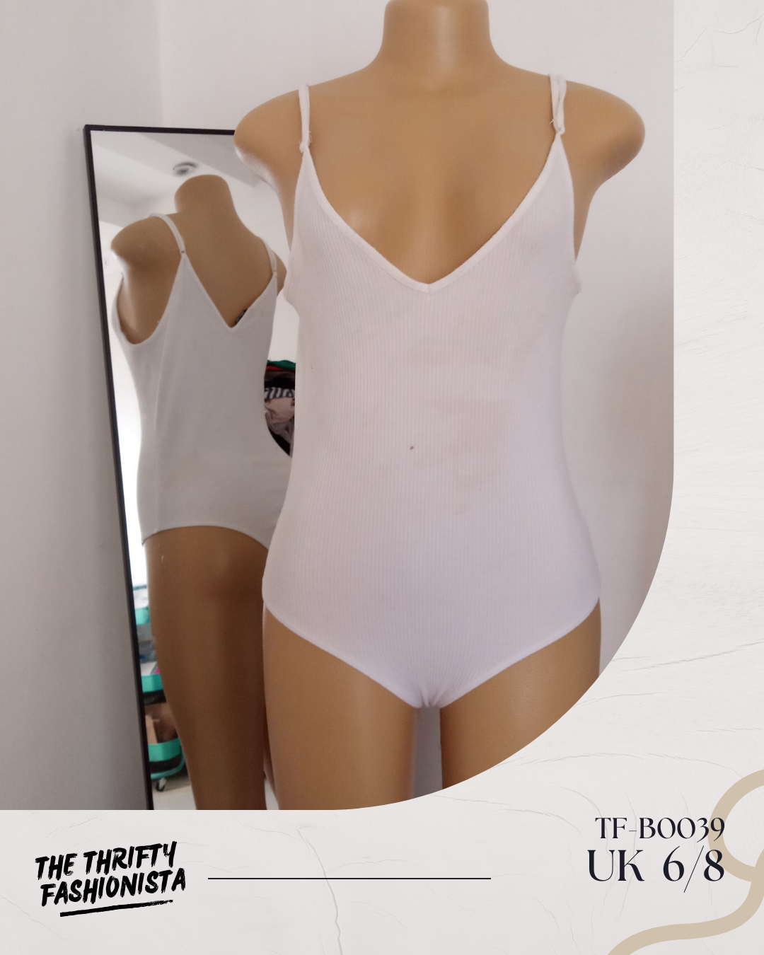 Simple White Deep V-neckline Strappy Sleeveless Bodysuit_0