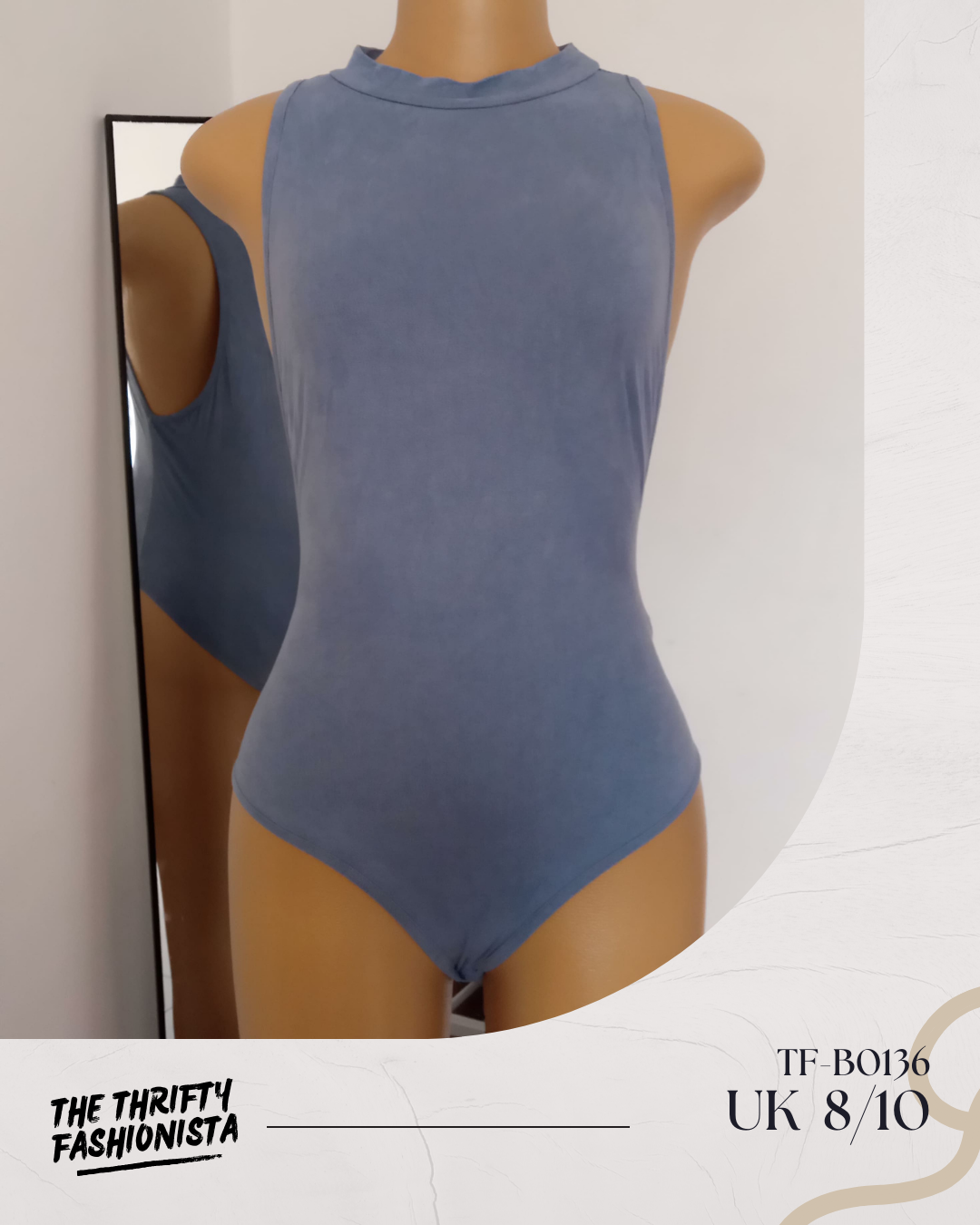 Blue Racerback Low Arm Sleeveless Bodysuit_0