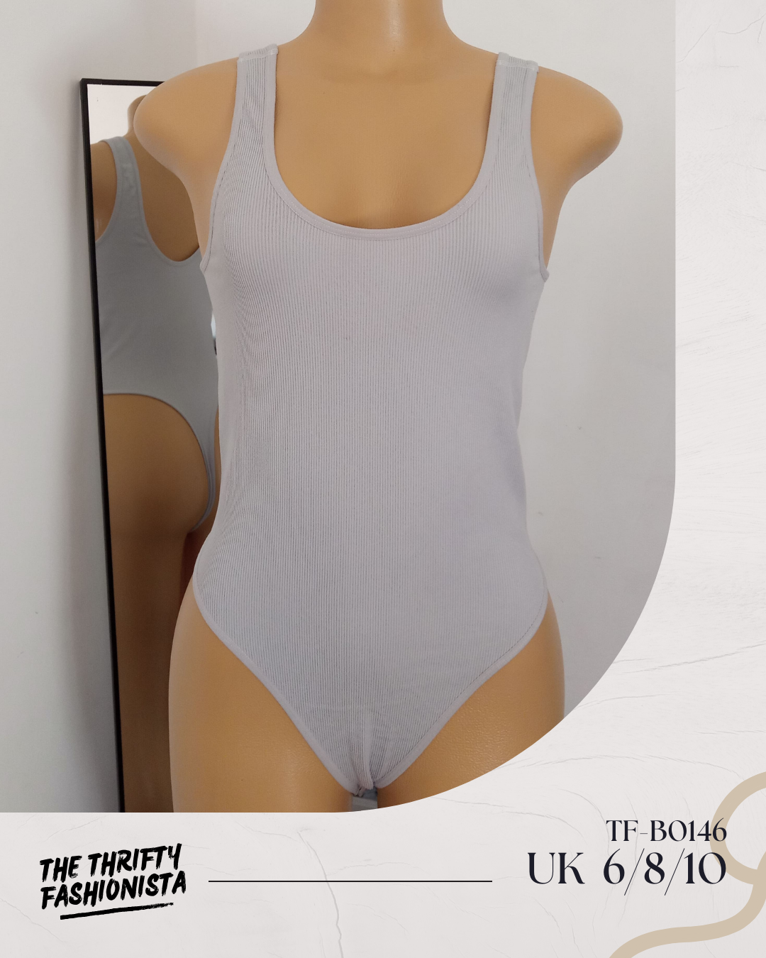 Grey Round-Neck Sleeveless Bodysuit_0