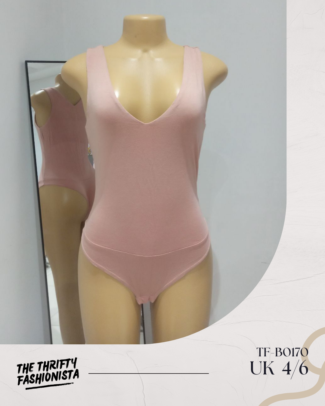 Light Pink Low Neckline Sleeveless Bodysuit_0