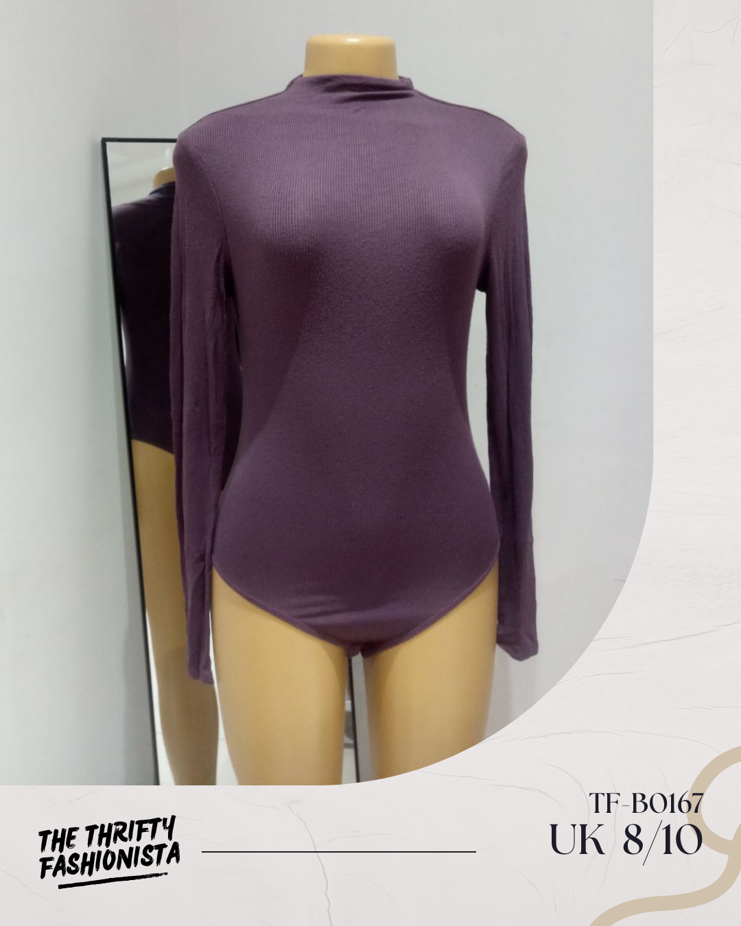 Simple Matte purple High neck Long sleeve Bodysuit_0