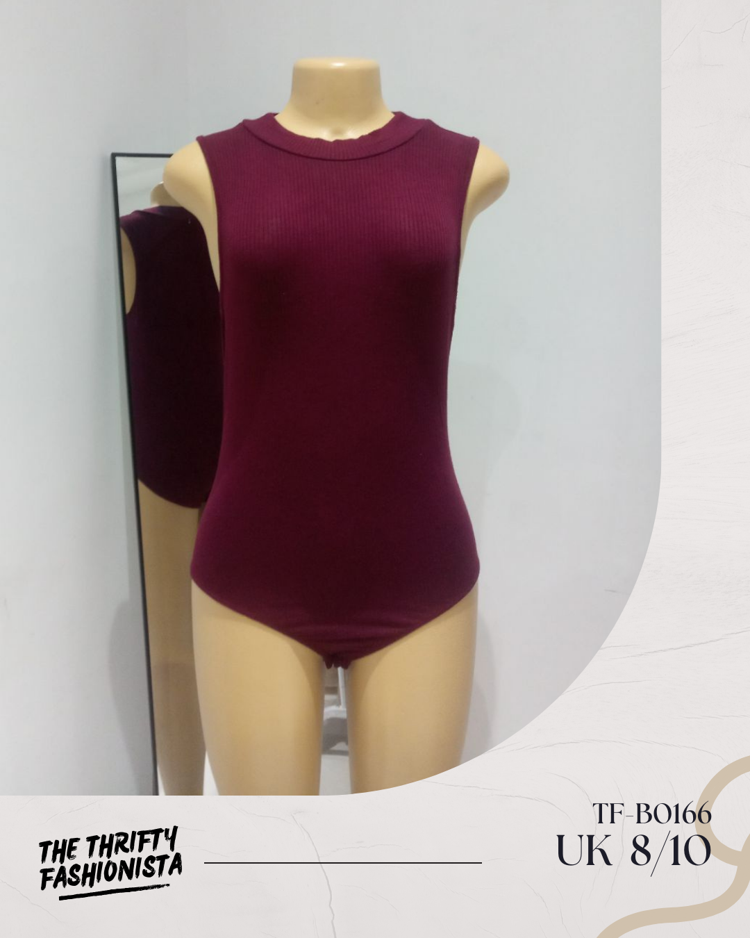 Maroon High Neck Sleeveless Bodysuit_0