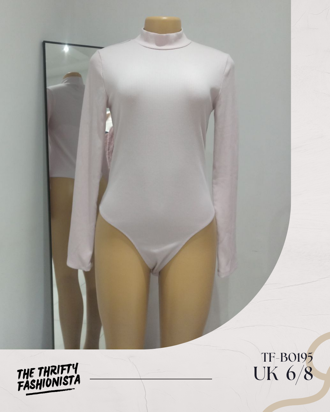 Simple White High neck Long sleeved Bodysuit_0