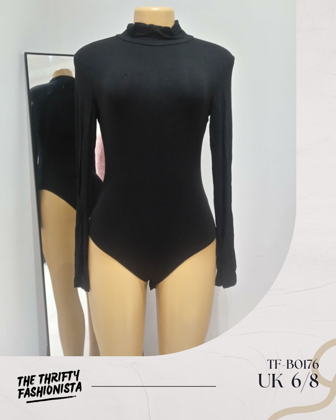 Elegant Comfy Black High neckline Long sleeve Bodysuit_0