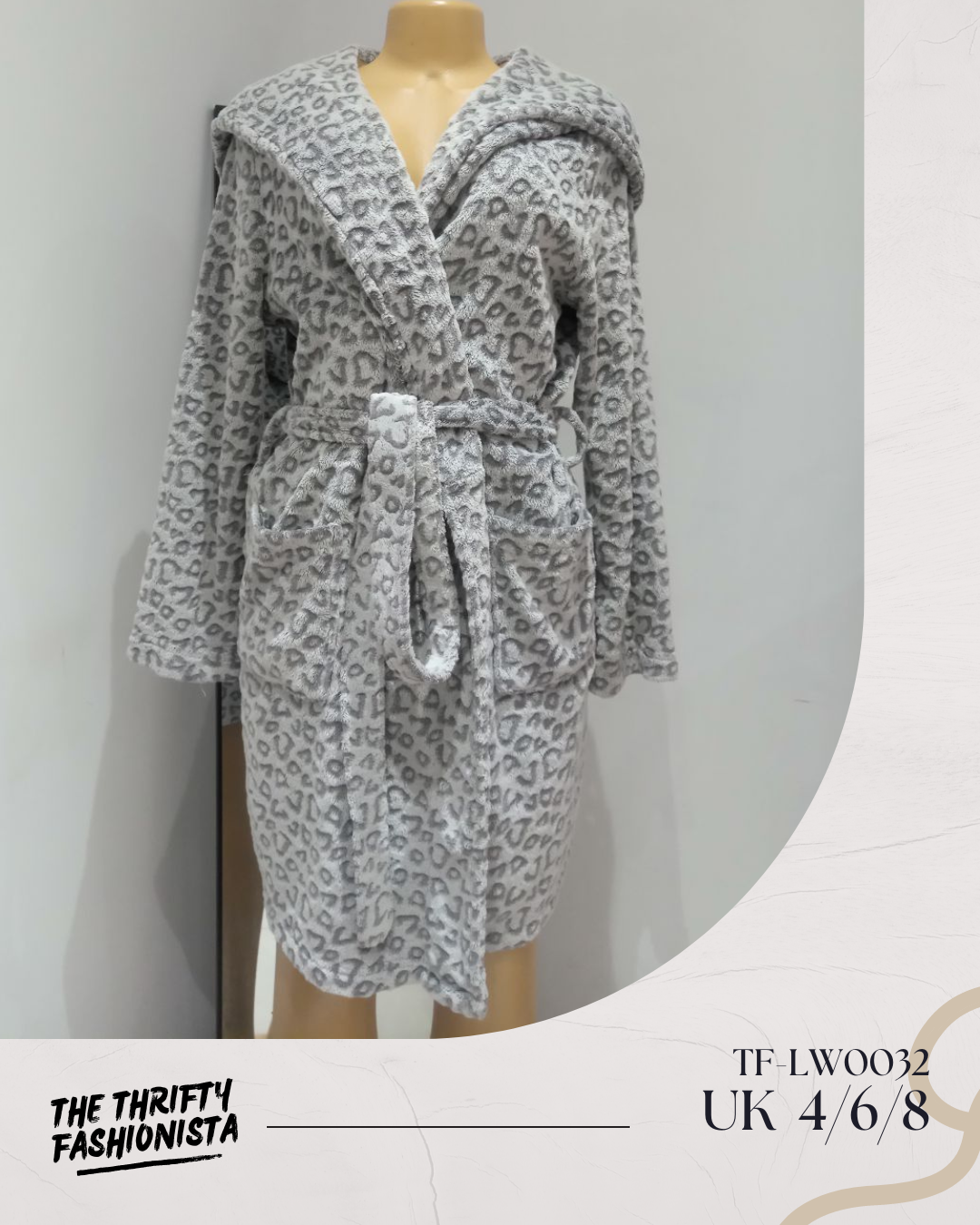 Light Grey Animal Print Warm Lounge Robe_0