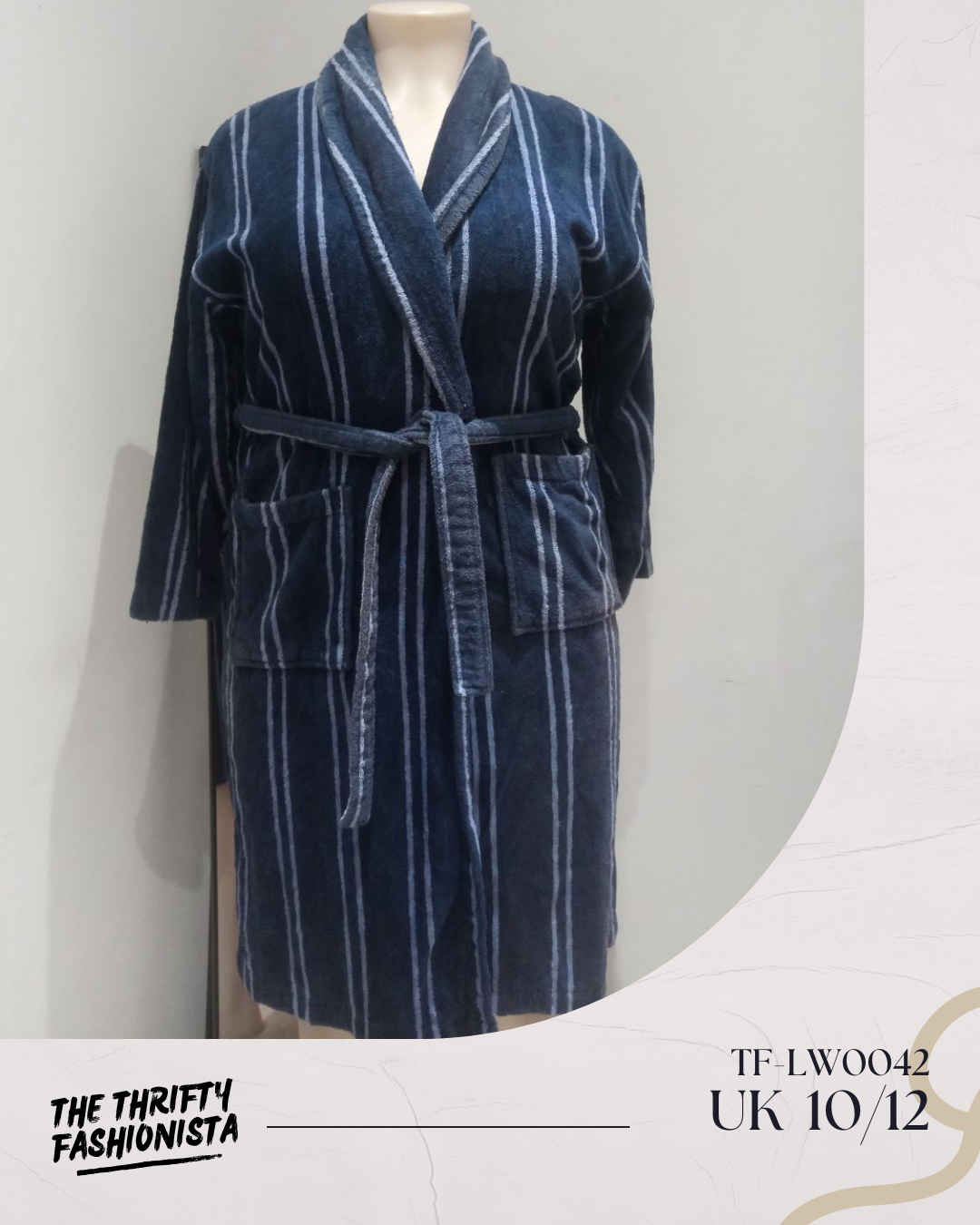 Navy Blue Stripped Lounge Robe_0