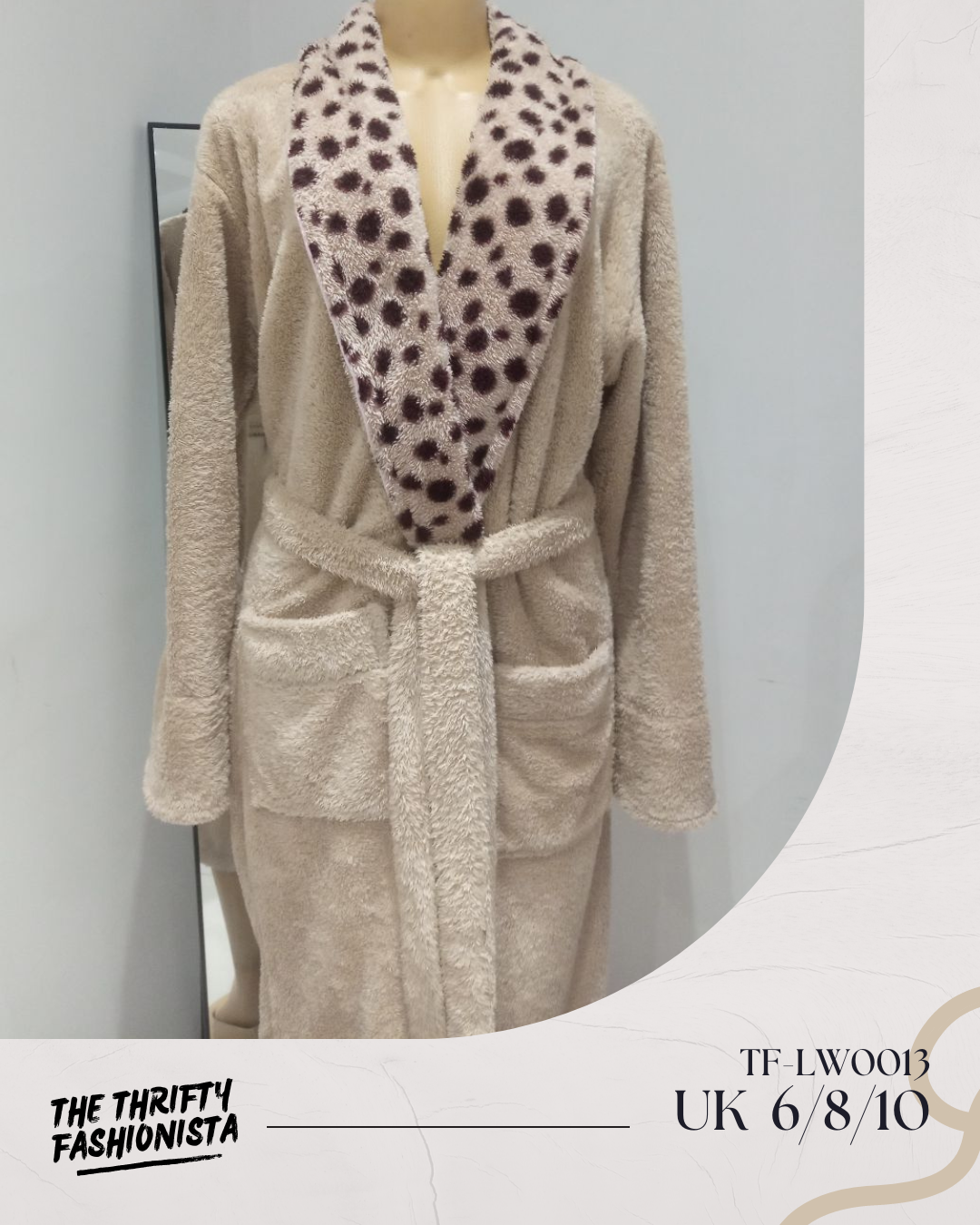 Ivory Cozy Animal Print Collar Lounge Robe_0