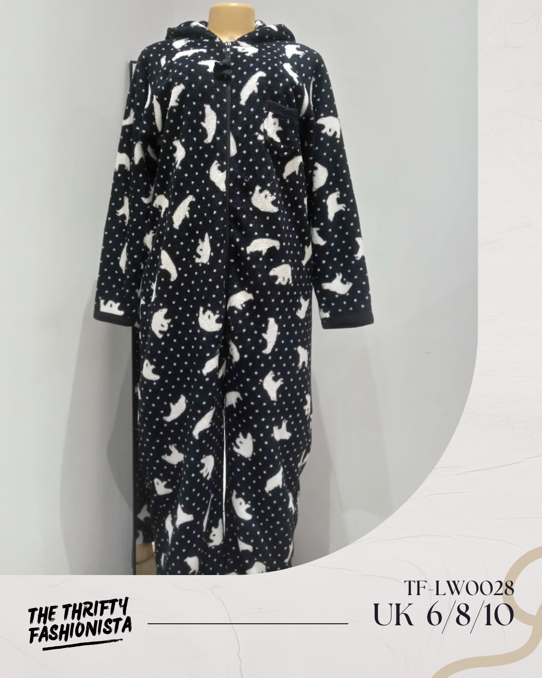 Black Soft & Cozy Polka Dotted Onesie Robe_0