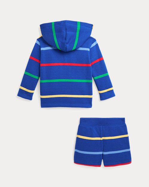 Striped Fleece Henley Shirt & Short Set_1