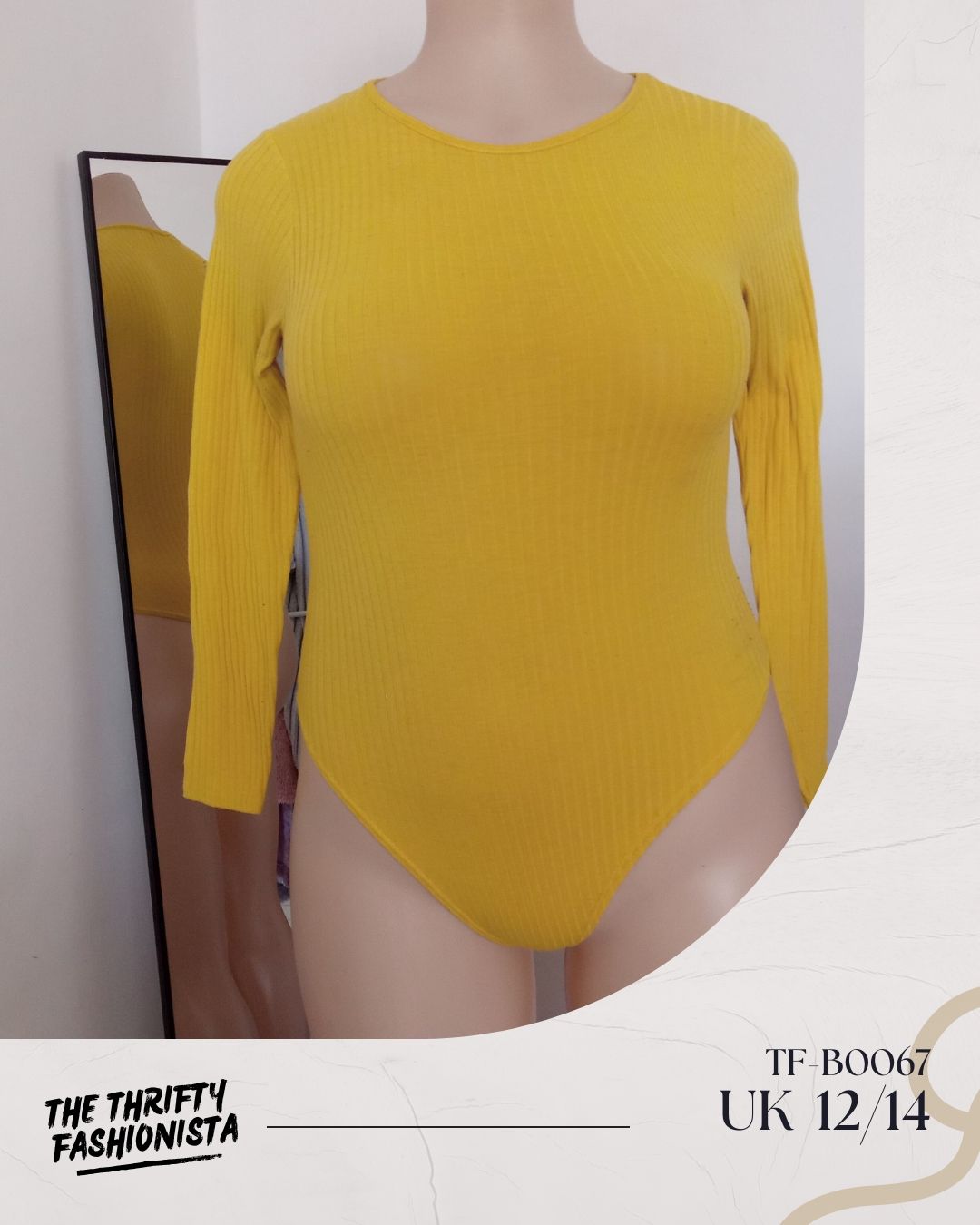 Simple Yellow Round Neck Long Sleeve Bodysuit_0