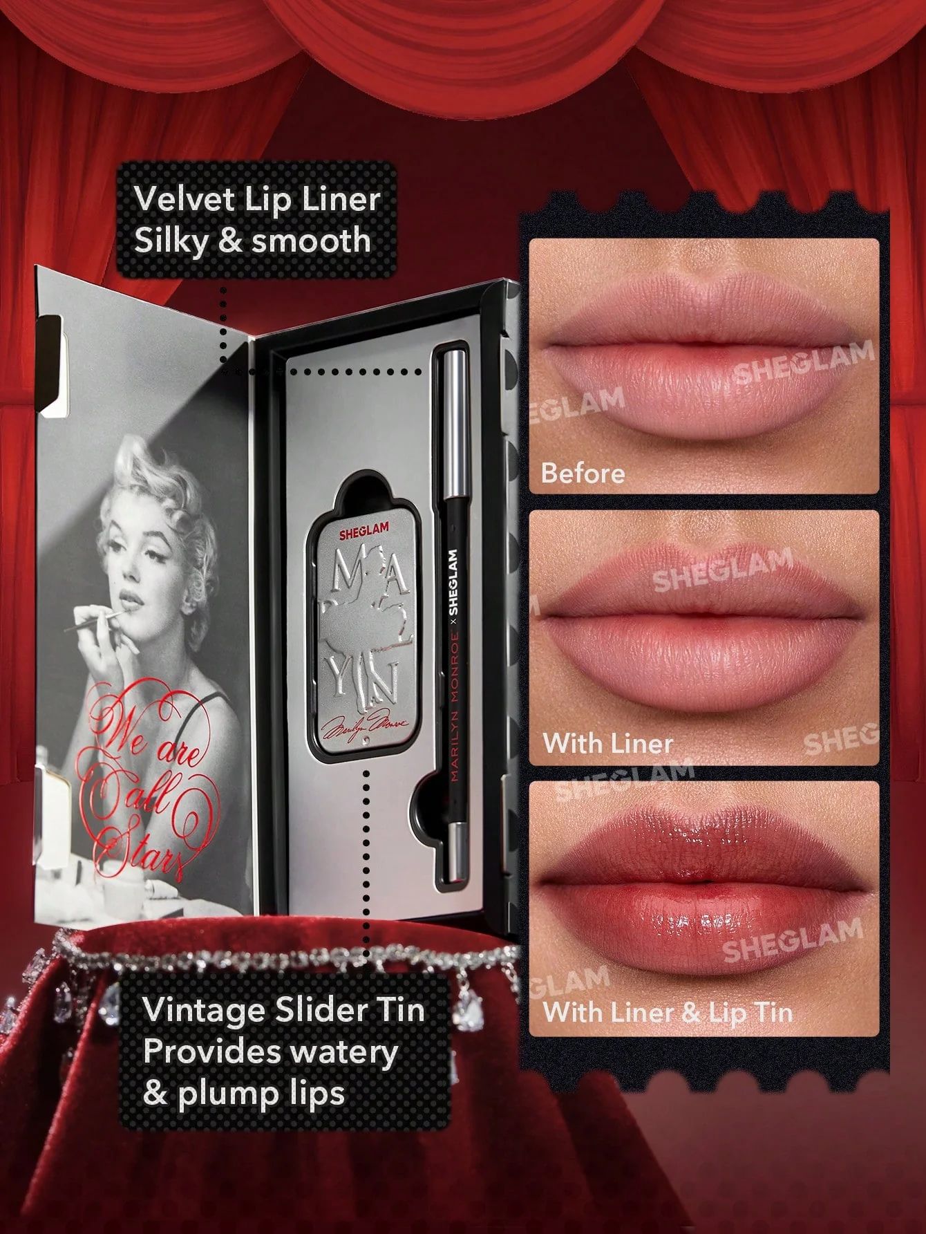 SHEGLAM X Marilyn Monroe Vintage Lip Duo - Fear Is Stupid_5