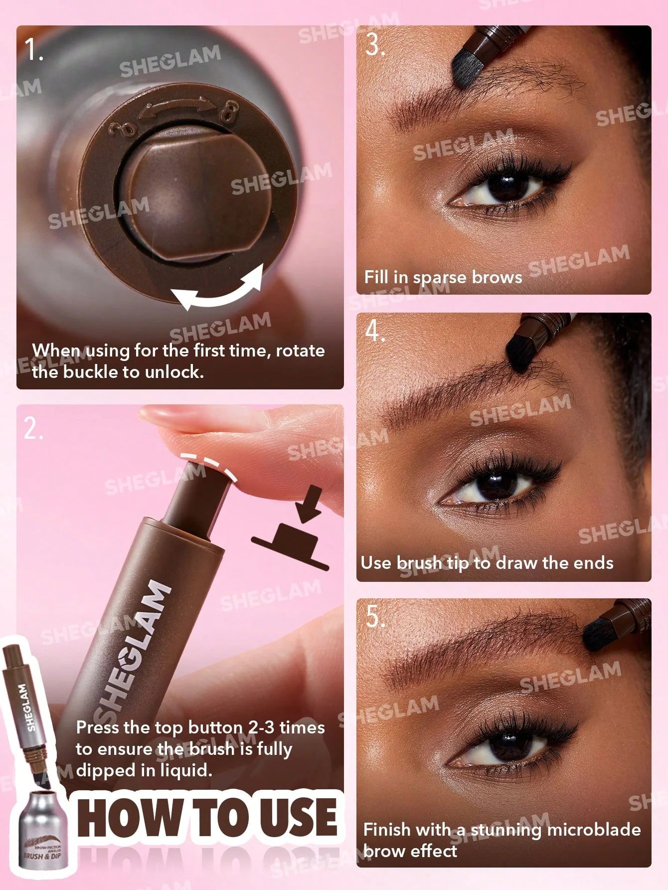 SHEGLAM Brow-Fection Angled Brush & Dip - Chocolate_6