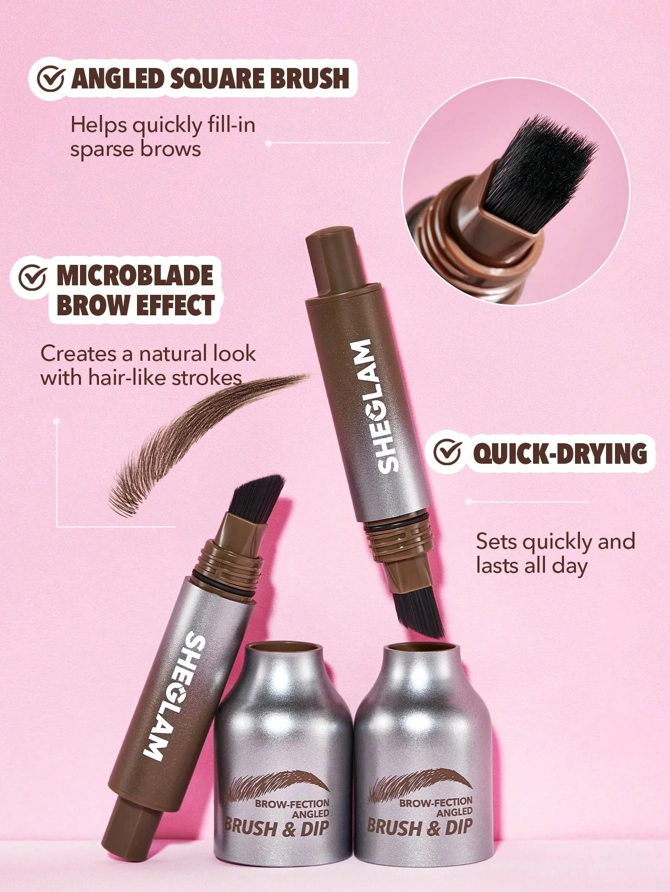 SHEGLAM Brow-Fection Angled Brush & Dip - Chocolate_7