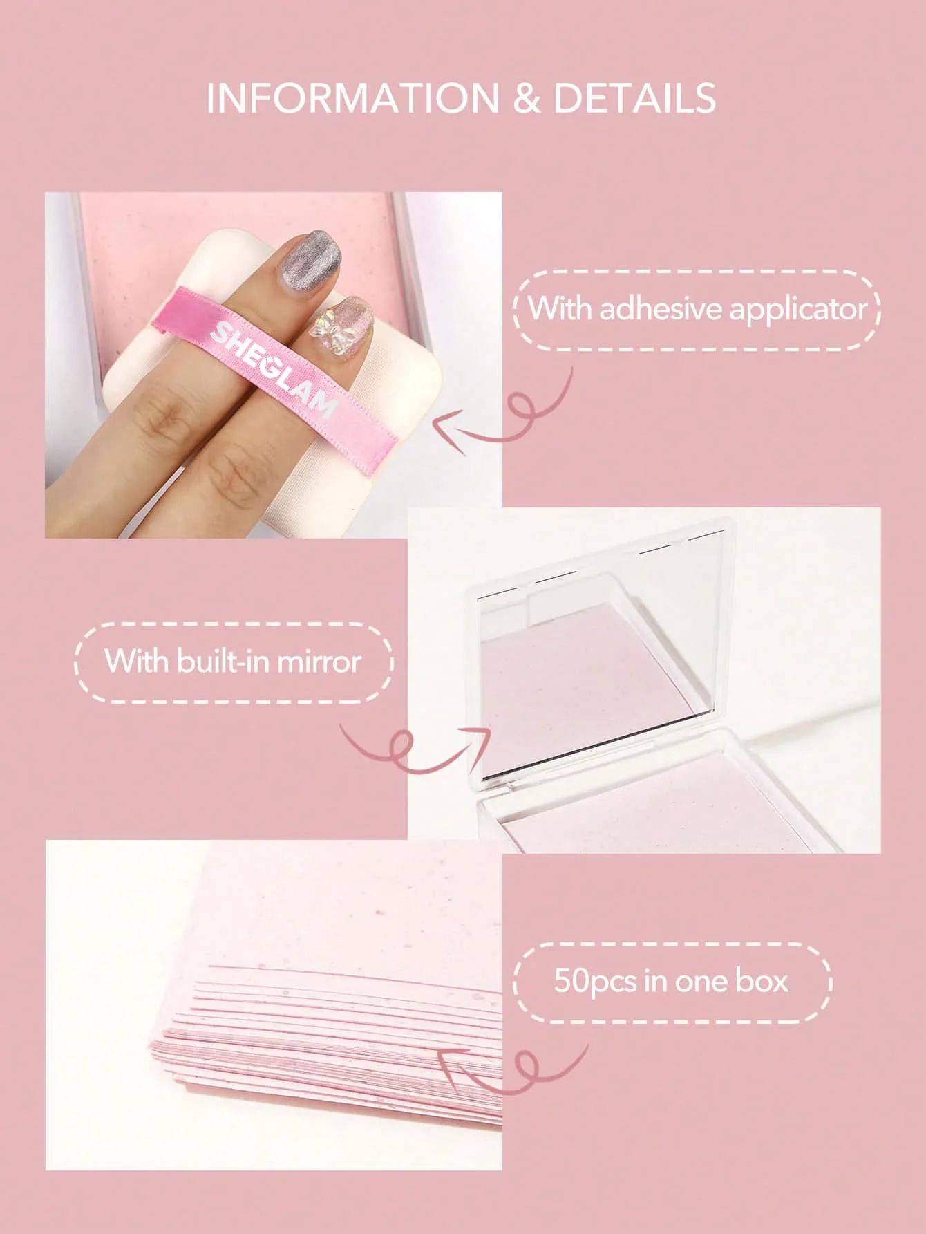 SHEGLAM Mattifying Blot Papers With Puff and Mirror 50 Pcs - Rose_4