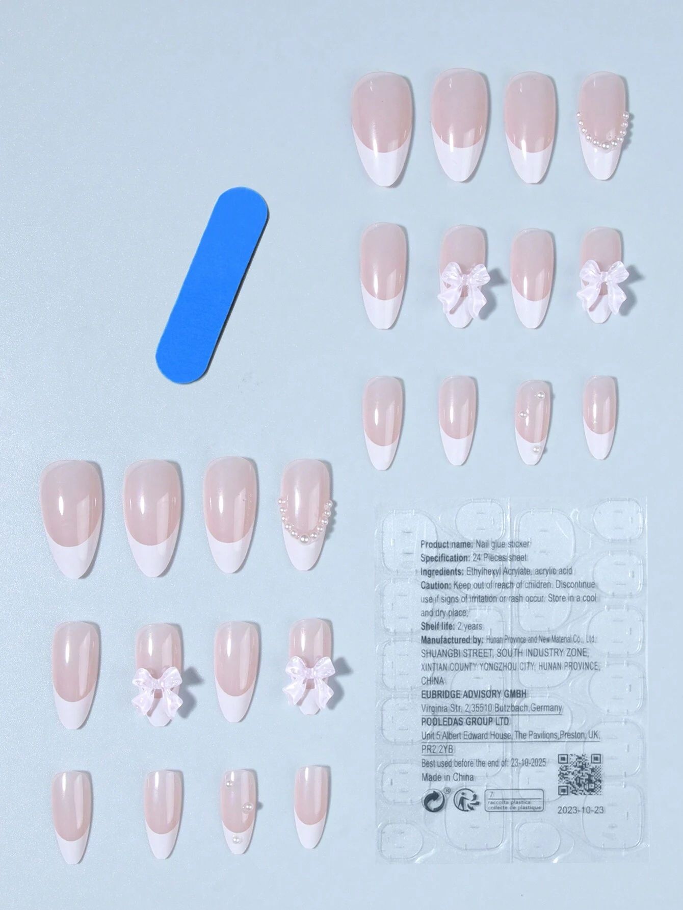 24pcs Long Almond Fingernails with Nail File & Tape_2