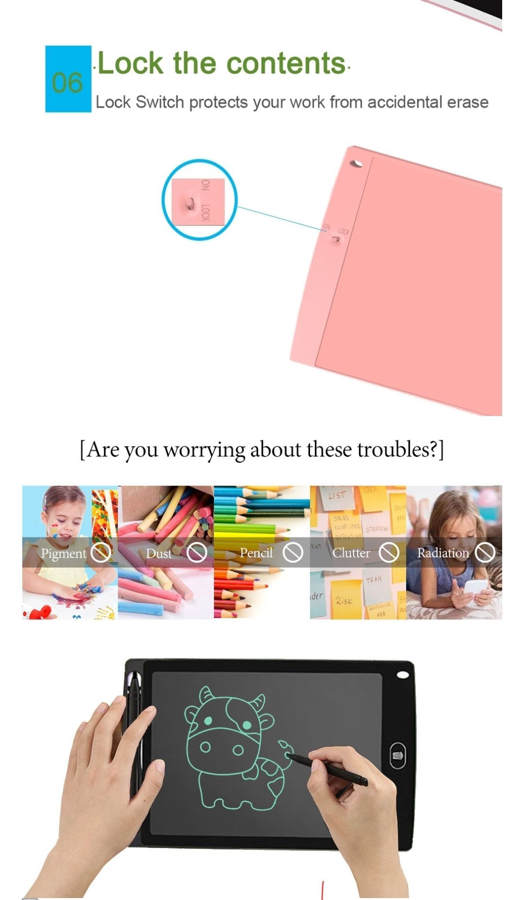 8.5 inch Drawing Tablet Single Writing Pad LED Writing Tablet for Kids_2