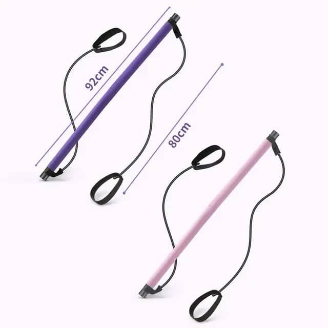Portable Yoga Trainer Pilates Bar Kit Fitness Exercise Adjustable Pilates Stick Resistance Band W..._4