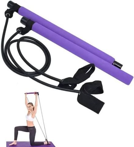 Portable Yoga Trainer Pilates Bar Kit Fitness Exercise Adjustable Pilates Stick Resistance Band W..._3