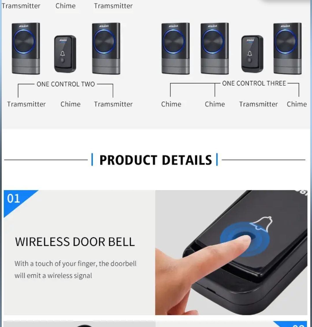 Best Selling Waterproof Door Bell Kit Wireless Doorbell For Home Office Classroom_2