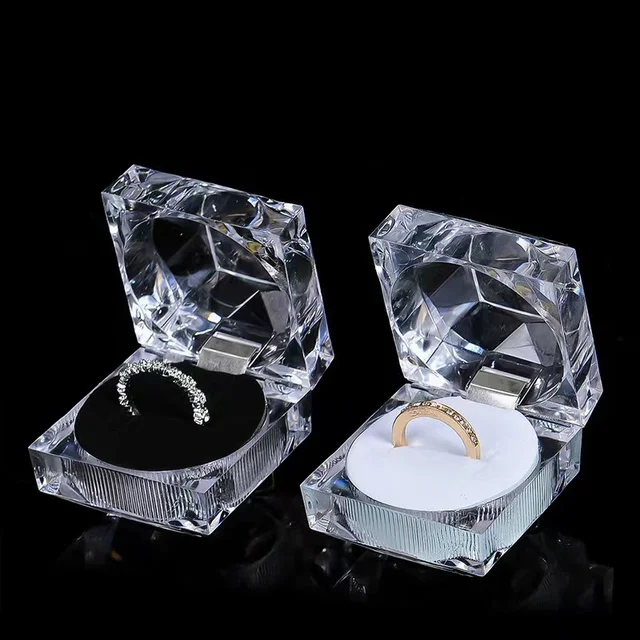 FORTE Small Crystal Acrylic Clear Cube Earring Ring Transparent ring Box Case for Jewelry Organizer Gift Box_4