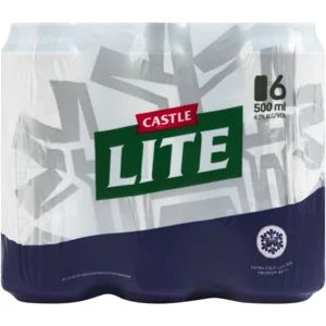 Castle Lite Lager Beer Cans 6 x 500ml_0