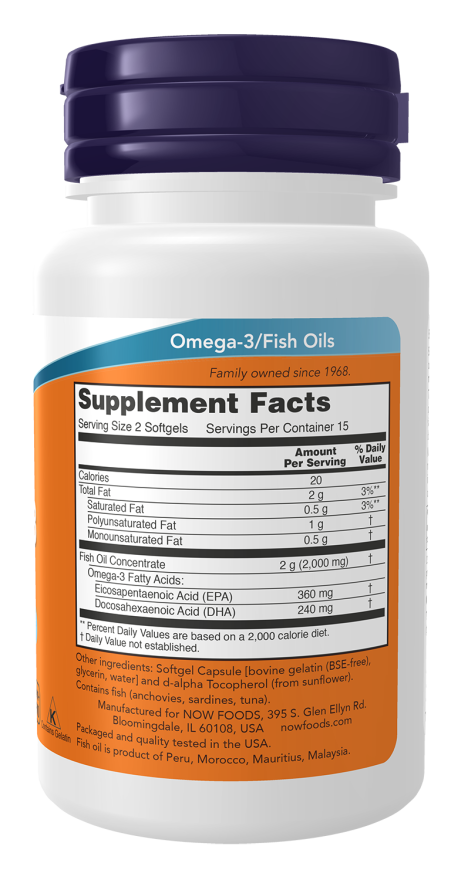 Omega-3 Fish Oil, Molecularly Distilled 1000mg per Softgel_1