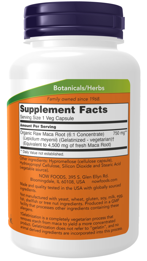 Maca 750 mg Raw Veg Capsules, 6:1 Concentrate_1