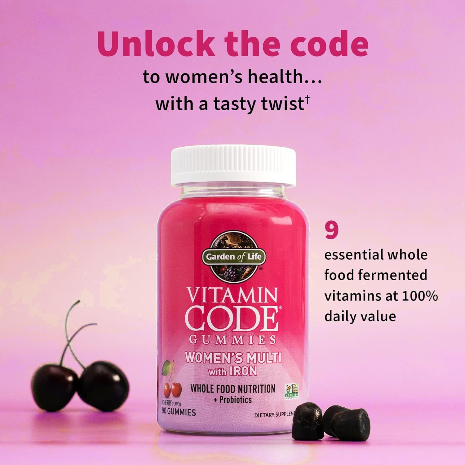 Vitamin Code Women's Multivitamin Plus Iron and Probiotics Gummies, Cherry Flavour_2