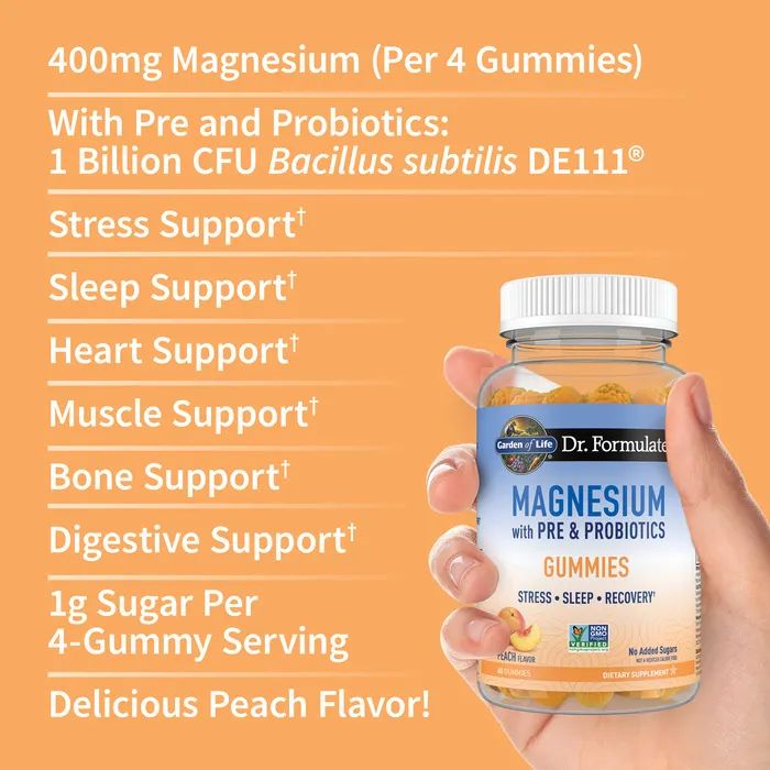 Magnesium with Pre & Probiotics, Peach Flavour_3