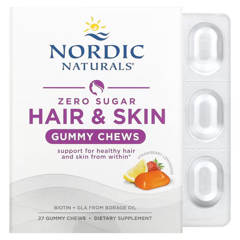 Zero Sugar Hair and Skin Gummy chews, Strawberry Lemonade Flavour_0