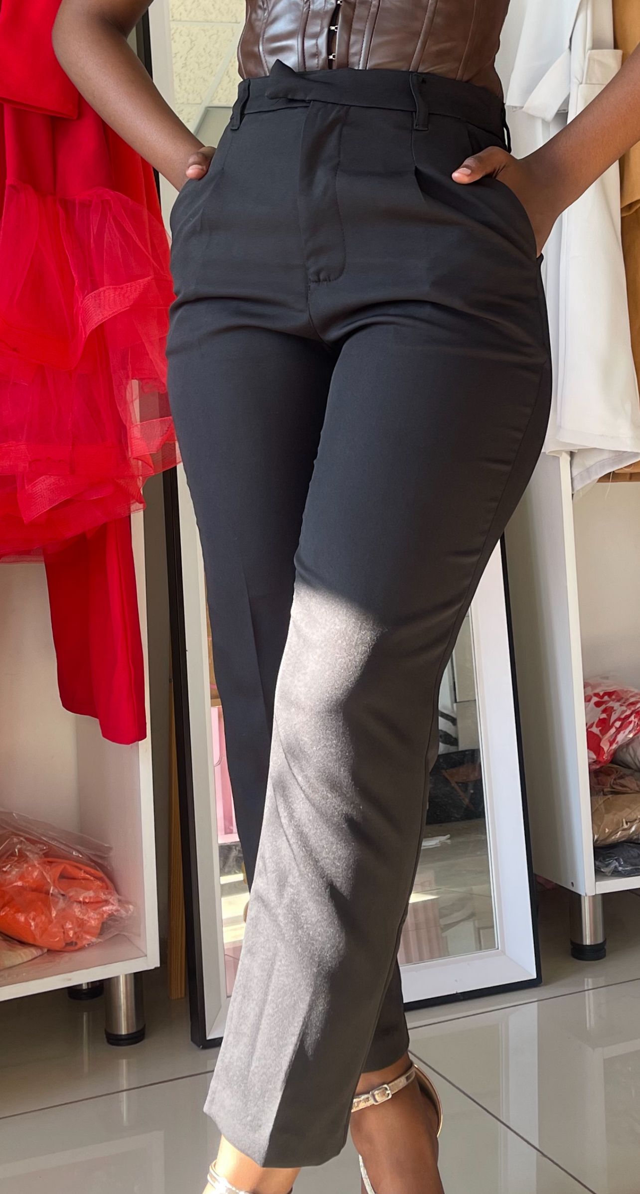 Black high waisted formal pants _2