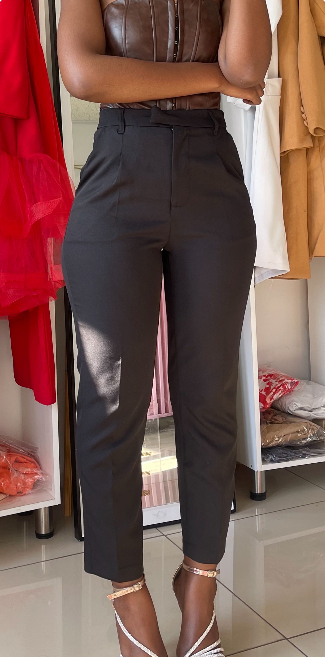 Black high waisted formal pants _1