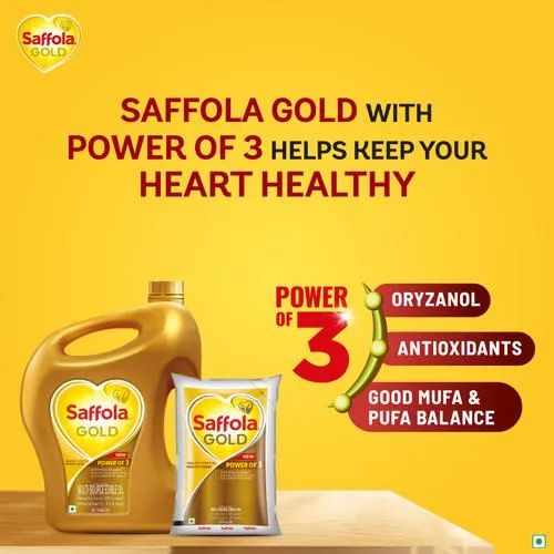 Saffola Gold Refined Cooking Oil - Blended Rice Bran & Sunflower oil_4