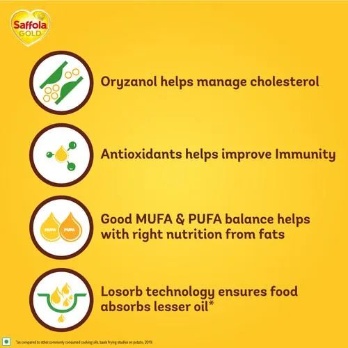 Saffola Gold Refined Cooking Oil - Blended Rice Bran & Sunflower oil_3