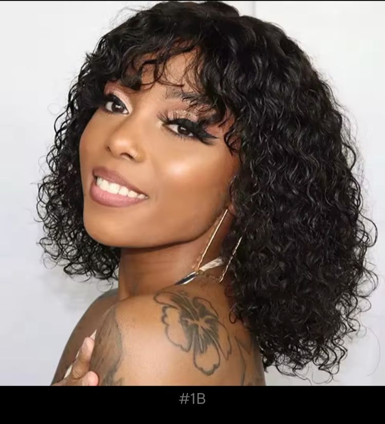 Jerry Curl Bob brazilian Human Hair wig _1