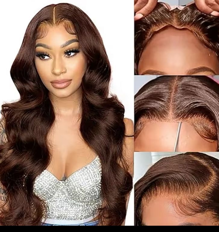 Wear and Go Glueless Human Hair Brazilian Body Wave Lace Front Wig , Brown_0