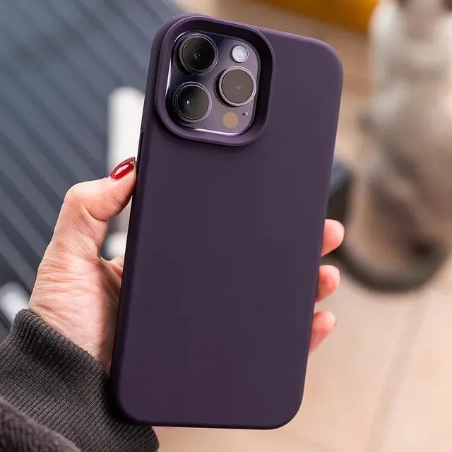 Original Dark Purple Liquid Silicone Phone Case for iPhone 15 Pro Max 14 _0