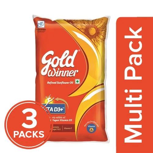  Gold Winner Refined - Sunflower Oil Pouch, 3x1 L Multipack_0