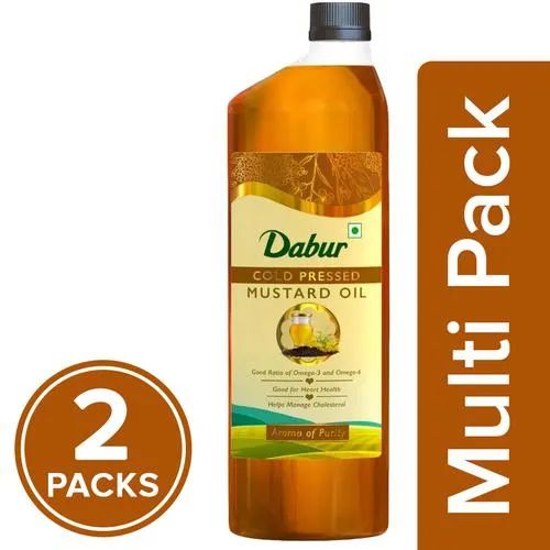 Dabur Cold Pressed Pure Mustard Oil, 2 x 1 L Multipack_0