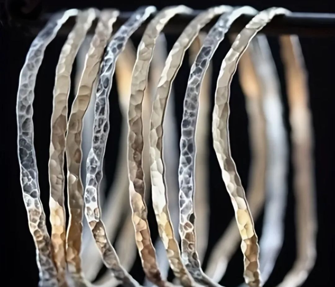 3pcs/Set Retro Geometric Golden Silvery Bump Pattern Bangle_1