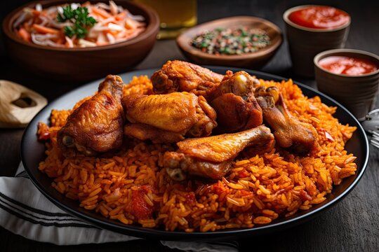 Jollof Rice With Fried Chicken Wings_0