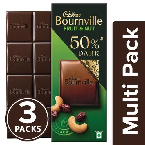 Cadbury Bournville Fruit & Nut Chocolate Dark Chocolate Bar, 3 x 80 g Multipack_0