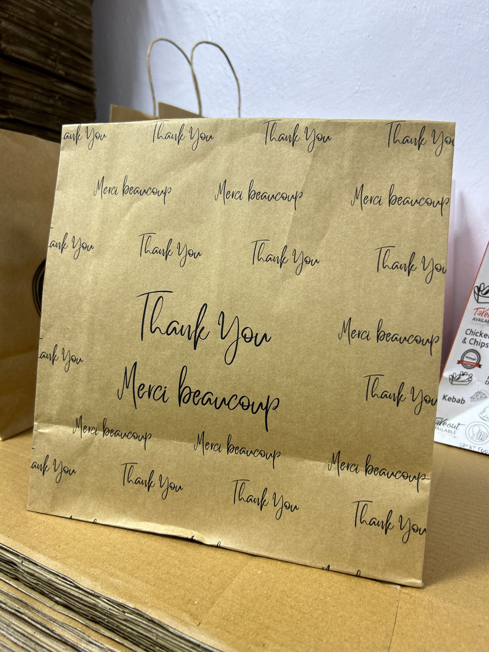 “THANK YOU” KRAFT DELIVERY TAKEOUT BAGS - 12” x 10” x 5” _4