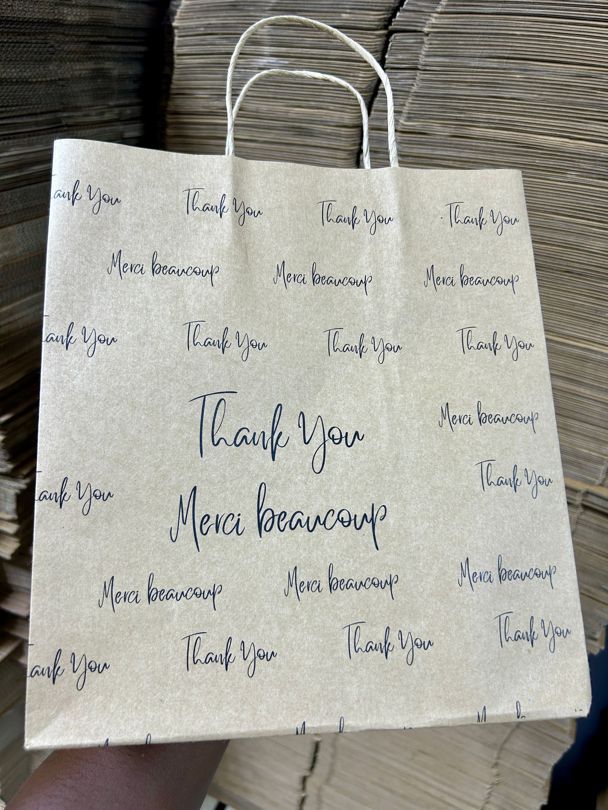 “THANK YOU” KRAFT DELIVERY CARRIER BAGS - 12” x 10” x 5”  ( WITH HANDLES ) _1